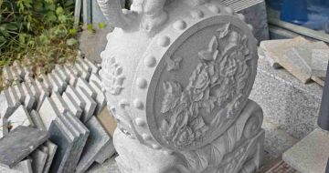 温州芝麻白抱鼓石 庭院抱鼓石