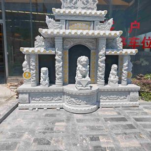 温州芝麻白中国黑石材套墓 花岗岩墓碑