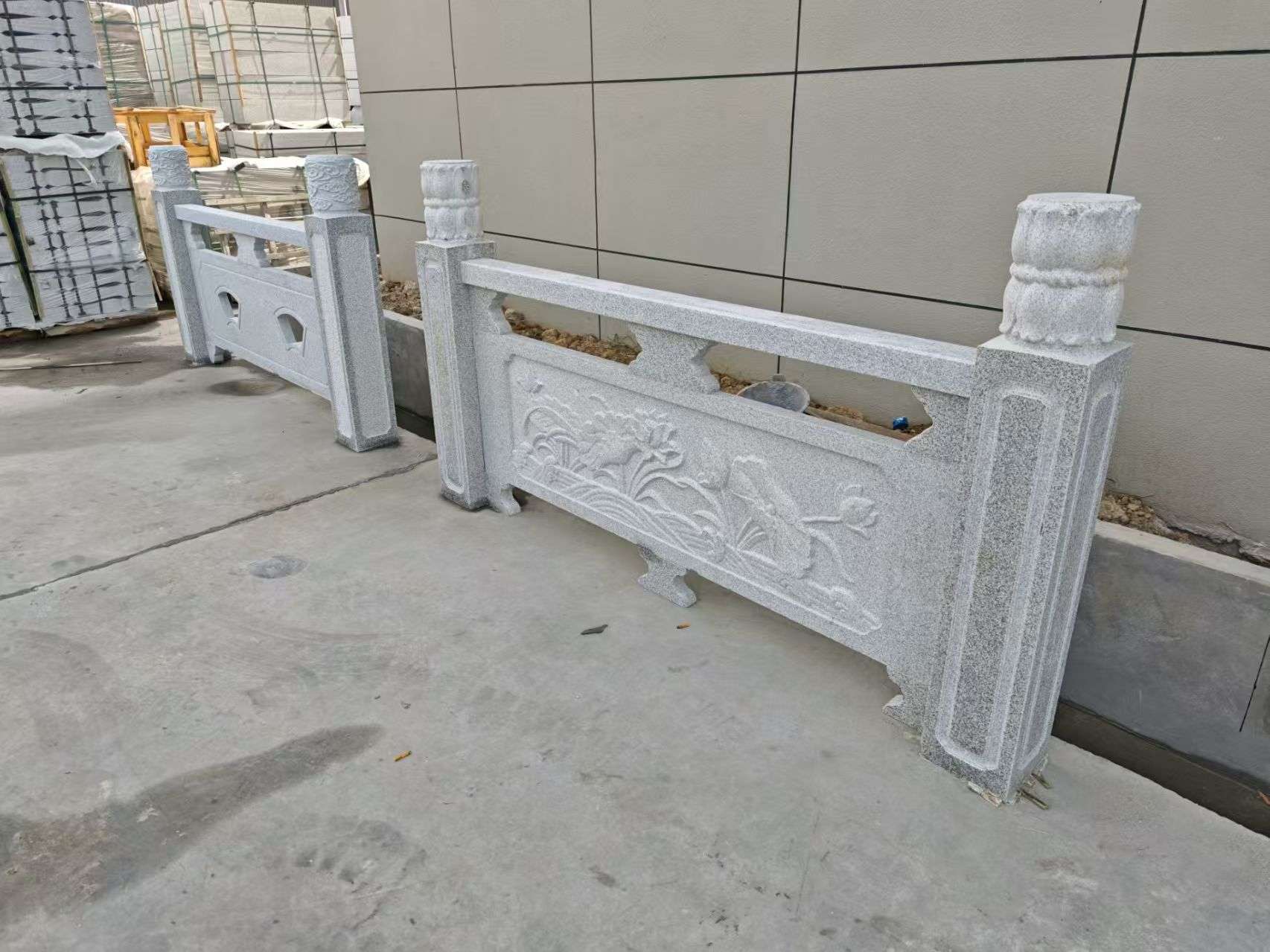 温州芝麻白河道栏杆 石材栏杆